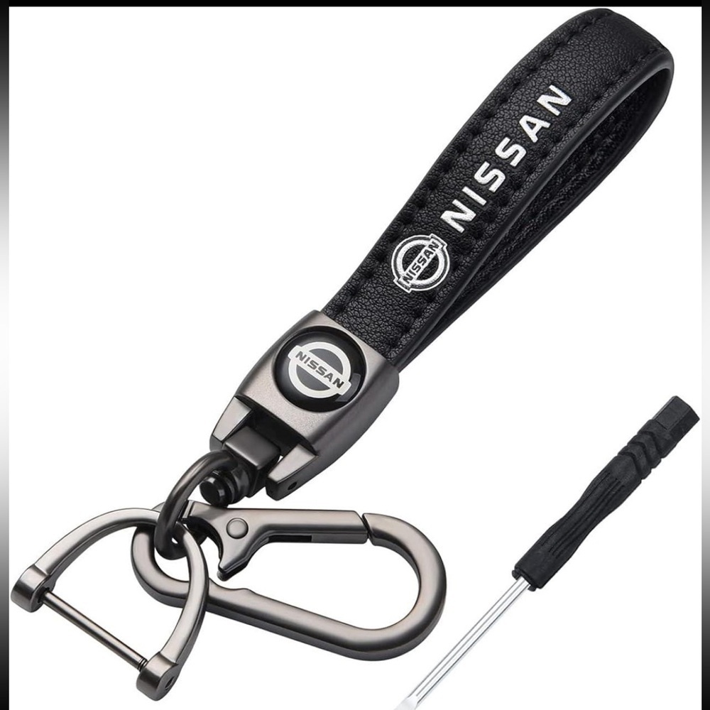 Nissan Black Leather Keychain